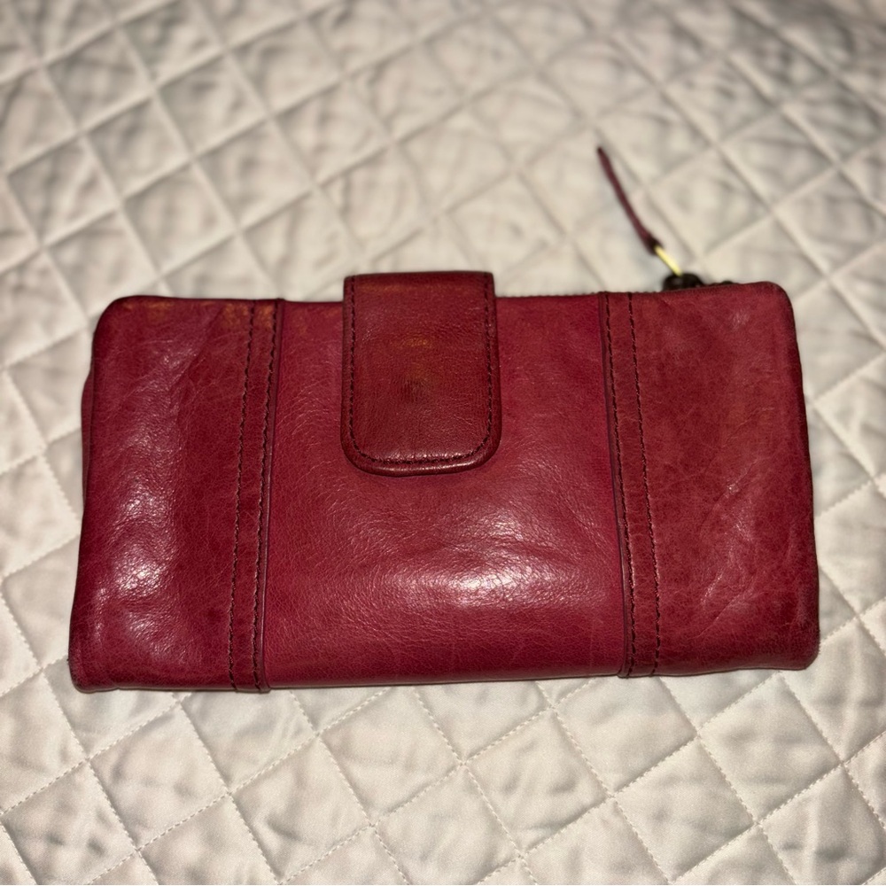 Fossil Long Live Vintage 1954 Red Lamb Hide Leather Top Zip Wallet - Picture 2 of 8